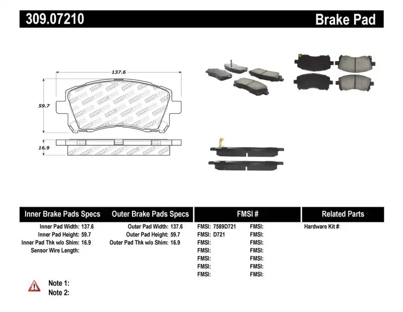 Stoptech Performance 02-03 Wrx Front Brake Pads 1