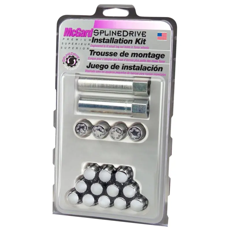 Mcgard Splinedrive Tuner 4 Lug Install Kit W/Locks & Tool (Cone) M12x1.25 / 13/16 Hex - Chrome (Cs) 1
