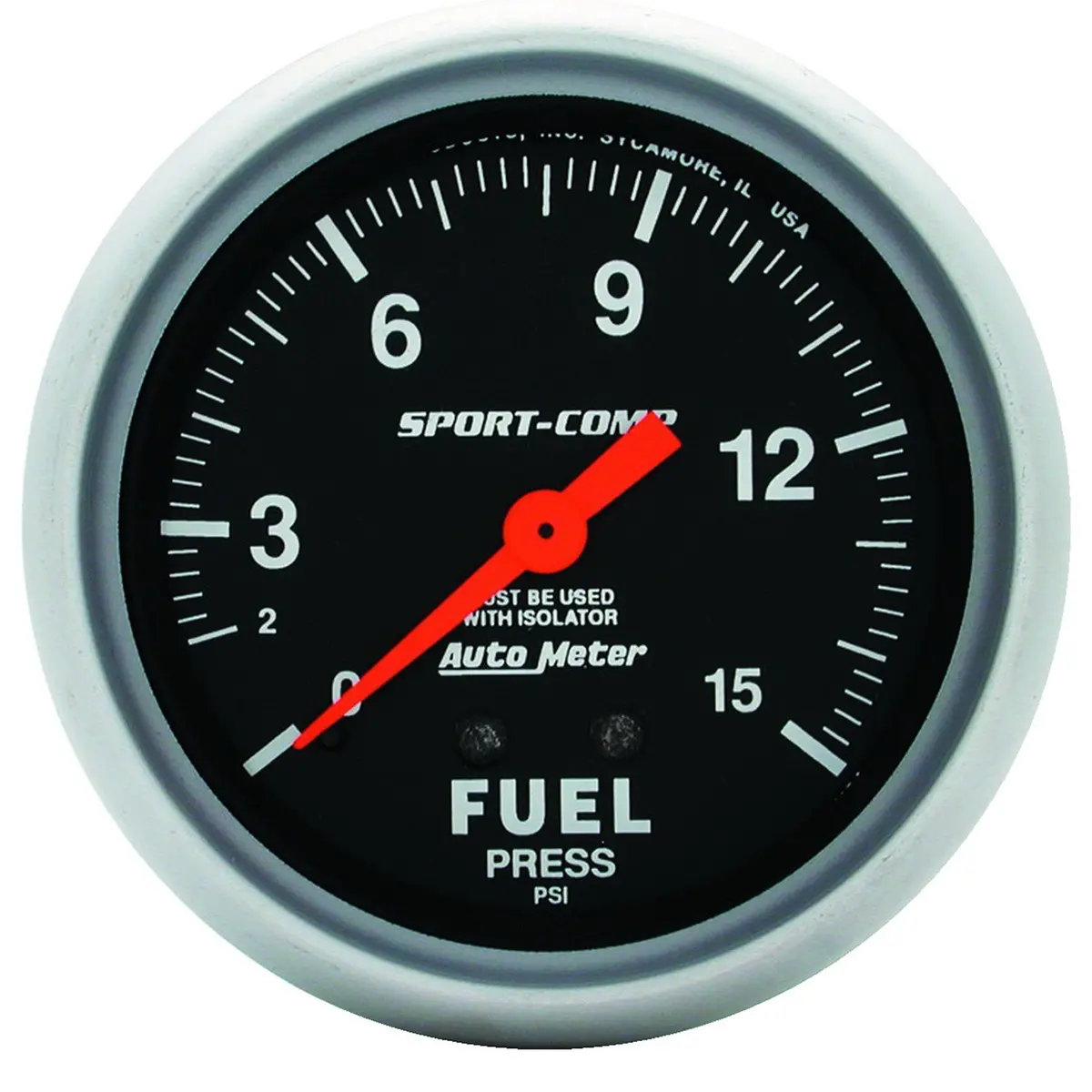 2-5/8 In. Fuel Pressure W/ Isolator 0-15 Psi Sport-Comp 1