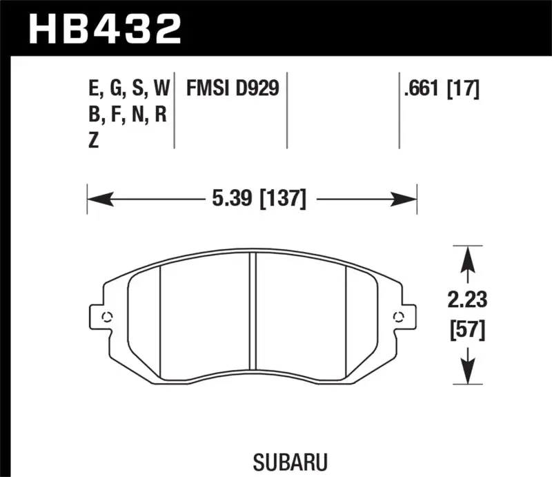 Hawk 03-05 Wrx / 08 Wrx D929 Dtc-60 Race Front Brake Pads 1