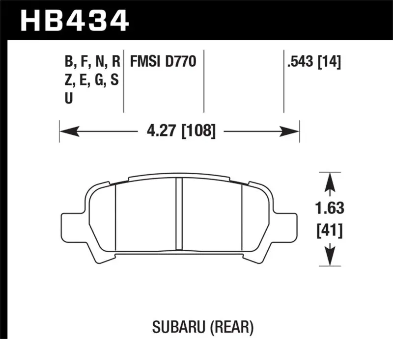 Hawk 02-03 Wrx / 05-08 Lgt D770 Hp+ Street Rear Brake Pads 1