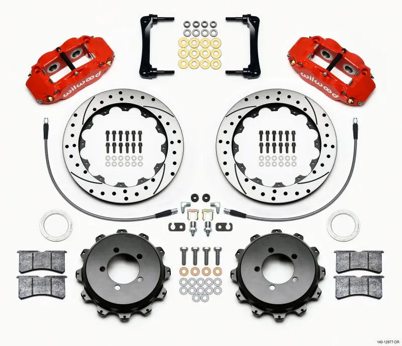 Wilwood Narrow Superlite 4R Rear Kit 12.88In Drilled Red 2008-2012 Subaru Wrx W/Lines 1