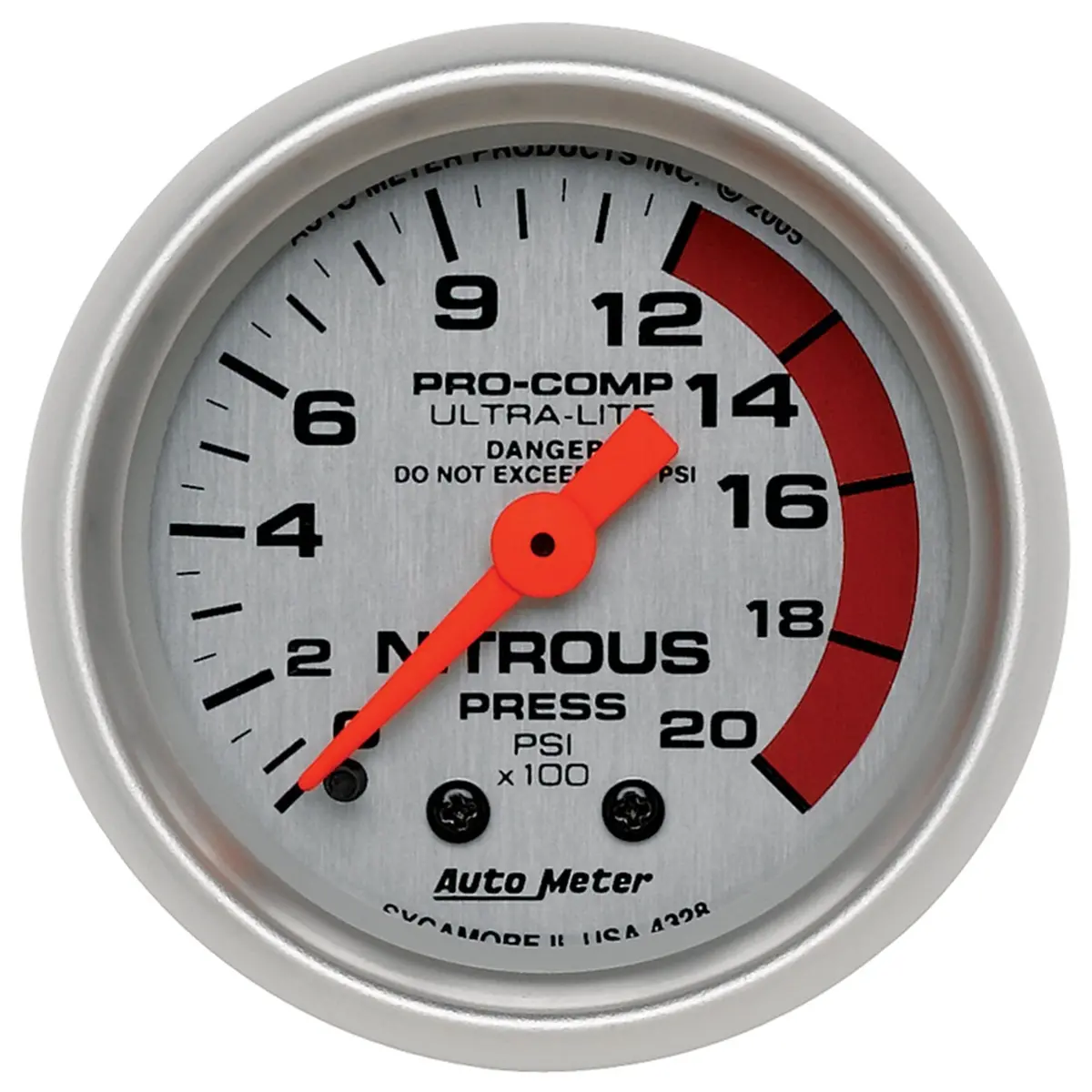 2-1/16 In. Nitrous Pressure 0-2000 Psi Ultra-Lite 1