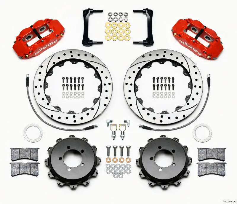 Wilwood Narrow Superlite 4R Rear Kit 12.88In Drilled Red 2012-Up Toyota / Scion Frs W/Lines 1