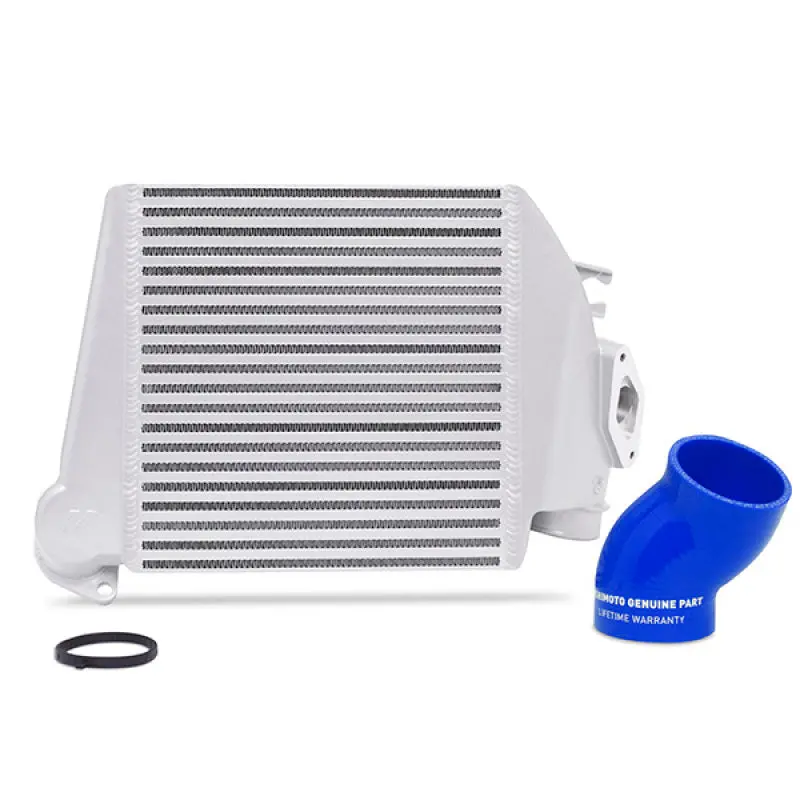 Mishimoto 08-14 Subaru Wrx Top-Mount Intercooler Kit - Powder Coated Silver & Blue Hoses 1