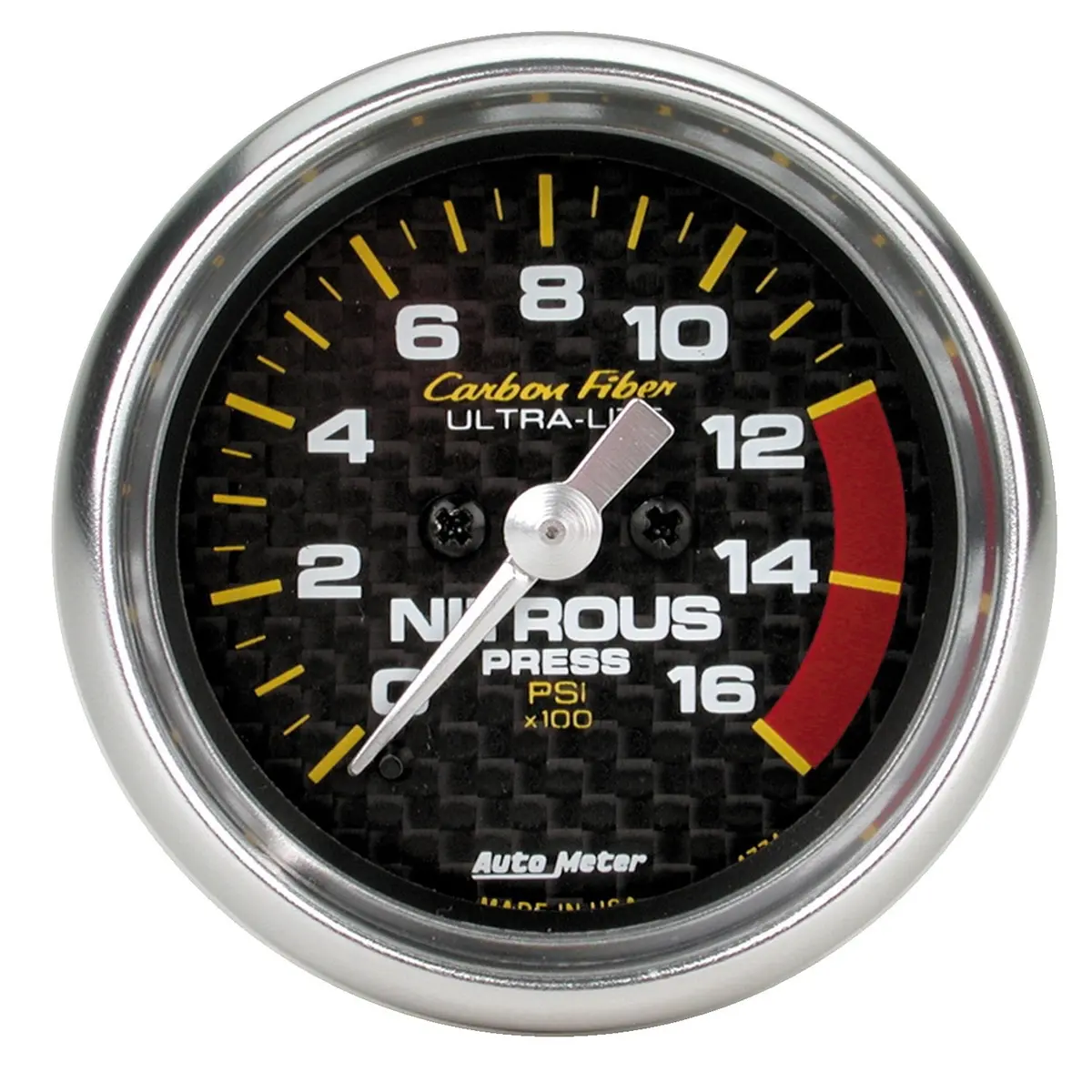 2-1/16 In. Nitrous Pressure 0-1600 Psi Carbon Fiber 1