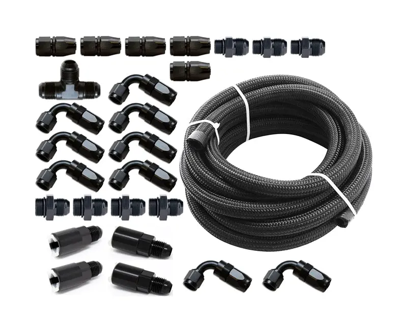Torque Solution Braided Fuel Line Kit For -6 Aeromotive Fpr & Flex Fuel Kit - 02-14 Subaru Wrx 1