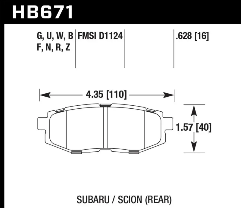 Hawk 13 Scion Fr-S / 13 Subaru Brz/10-12 Legacy 2.5 Gt/3.6R Hp Plus Street Rear Brake Pads 1