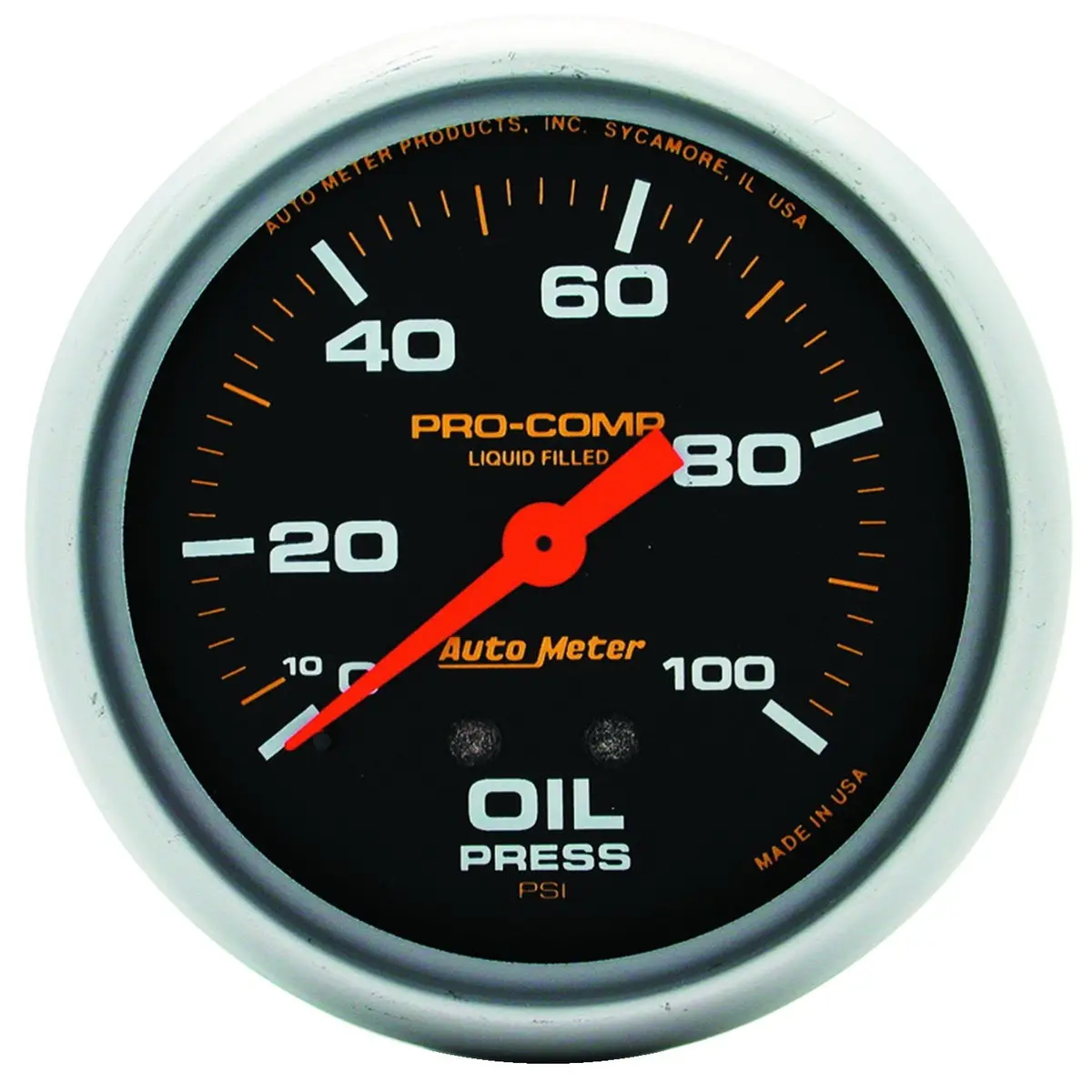 2-5/8 In. Oil Pressure 0-100 Psi Liquid Filled Pro-Comp 1
