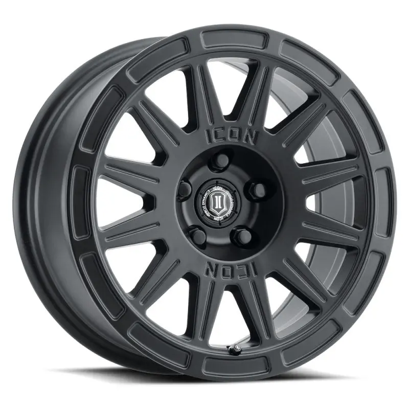 Icon Ricochet 15X7 5X100 15Mm Offset 4.6In Bs 56.1Mm Bore Satin Black Wheel 1