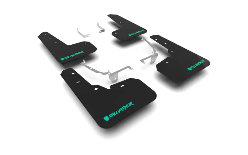 Rally Armor 13-17 Subaru Crosstrek Xv Black Ur Mud Flap W/Teal Altered Font Logo 1