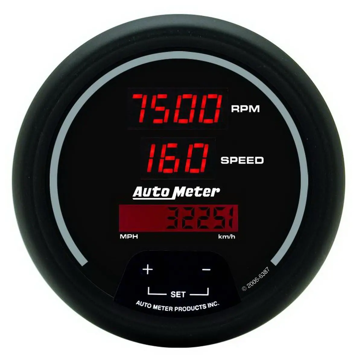 3-3/8 In. Tachometer/Speedometer Combo 10K Rpm/260 Mph/260 Km/H Sport-Comp Digital 1