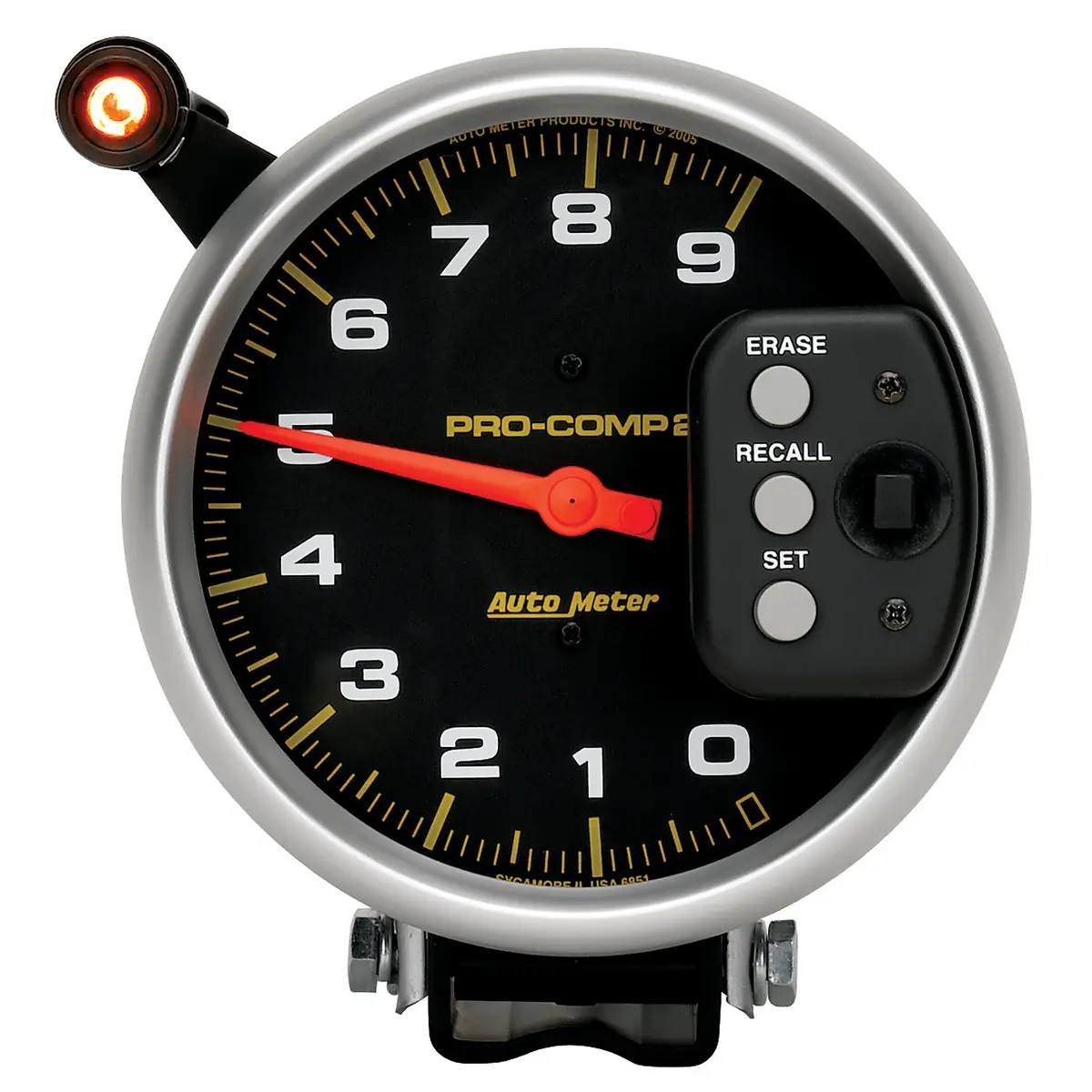 5 In. Tachometer 0-9000 Rpm Pedestal W/ Quick Lite & Peak Memory Pro-Comp 1