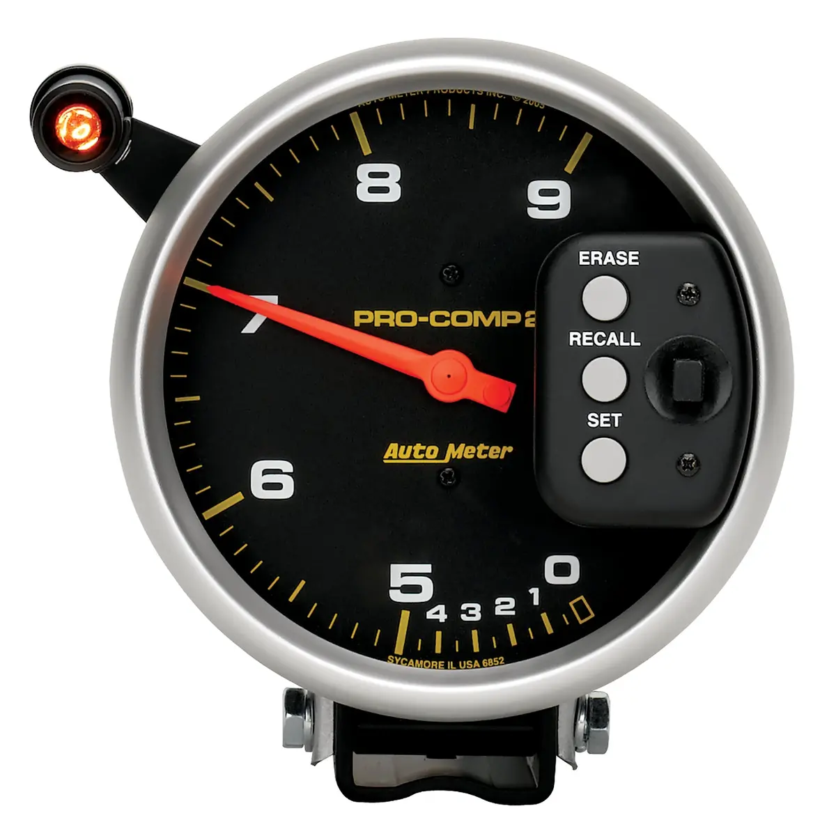 5 In. Tachometer 0-9000 Rpm Pedestal Dual Range W/ Quick Lite & Peak Memory Pro-Comp 1