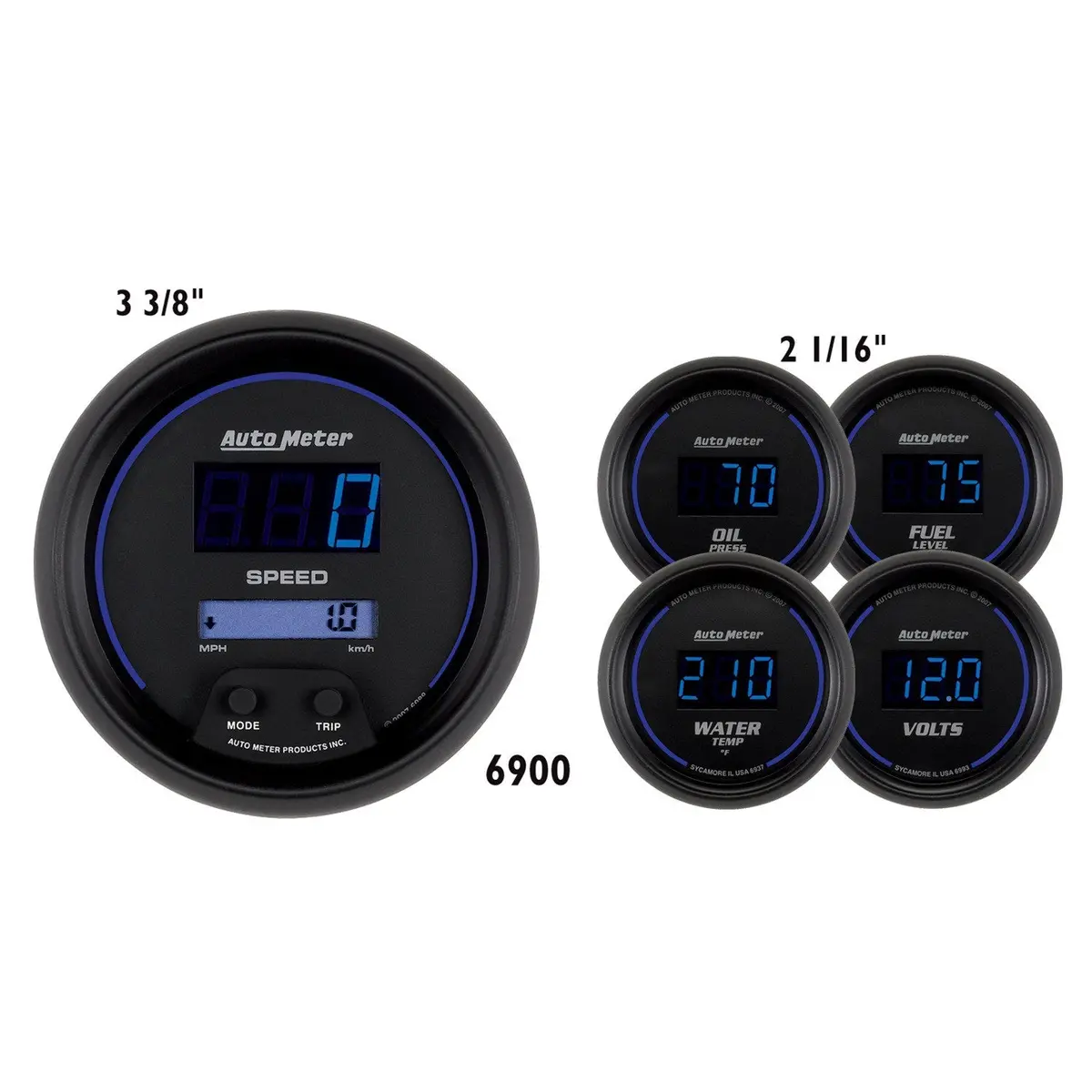 5 Pc. Gauge Kit 3-3/8 In. & 2-1/16 In.  Cobalt Digital 1