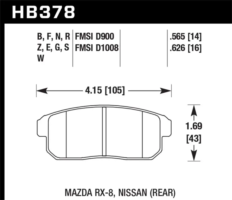 Hawk Hps Street Rear Brake Pads For 2003–2007 Mazda Rx-8 (Part D1008) 1