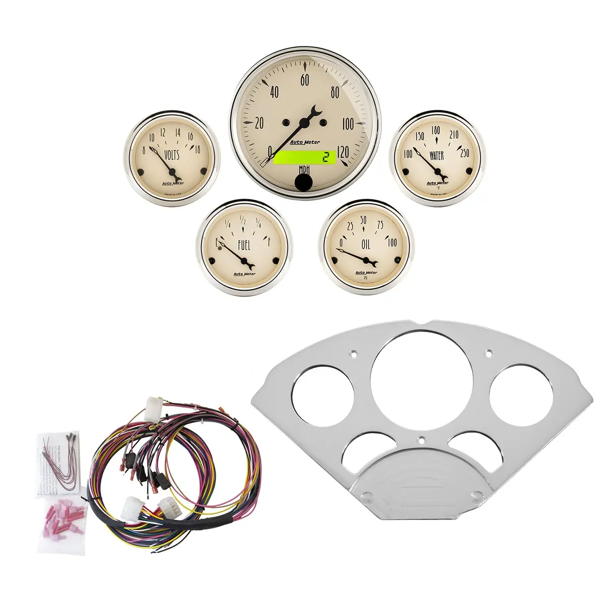 5 Gauge Direct-Fit Dash Kit Chevy Car 55-56 Antique Beige 1