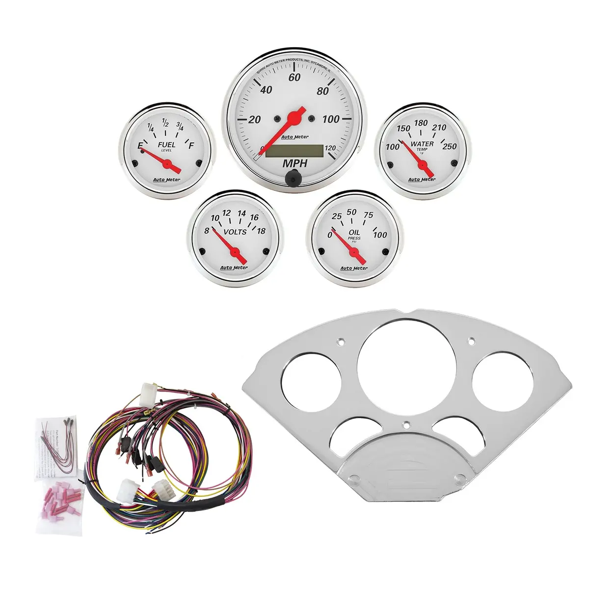 5 Gauge Direct-Fit Dash Kit Chevy Car 55-56 Arctic White 1