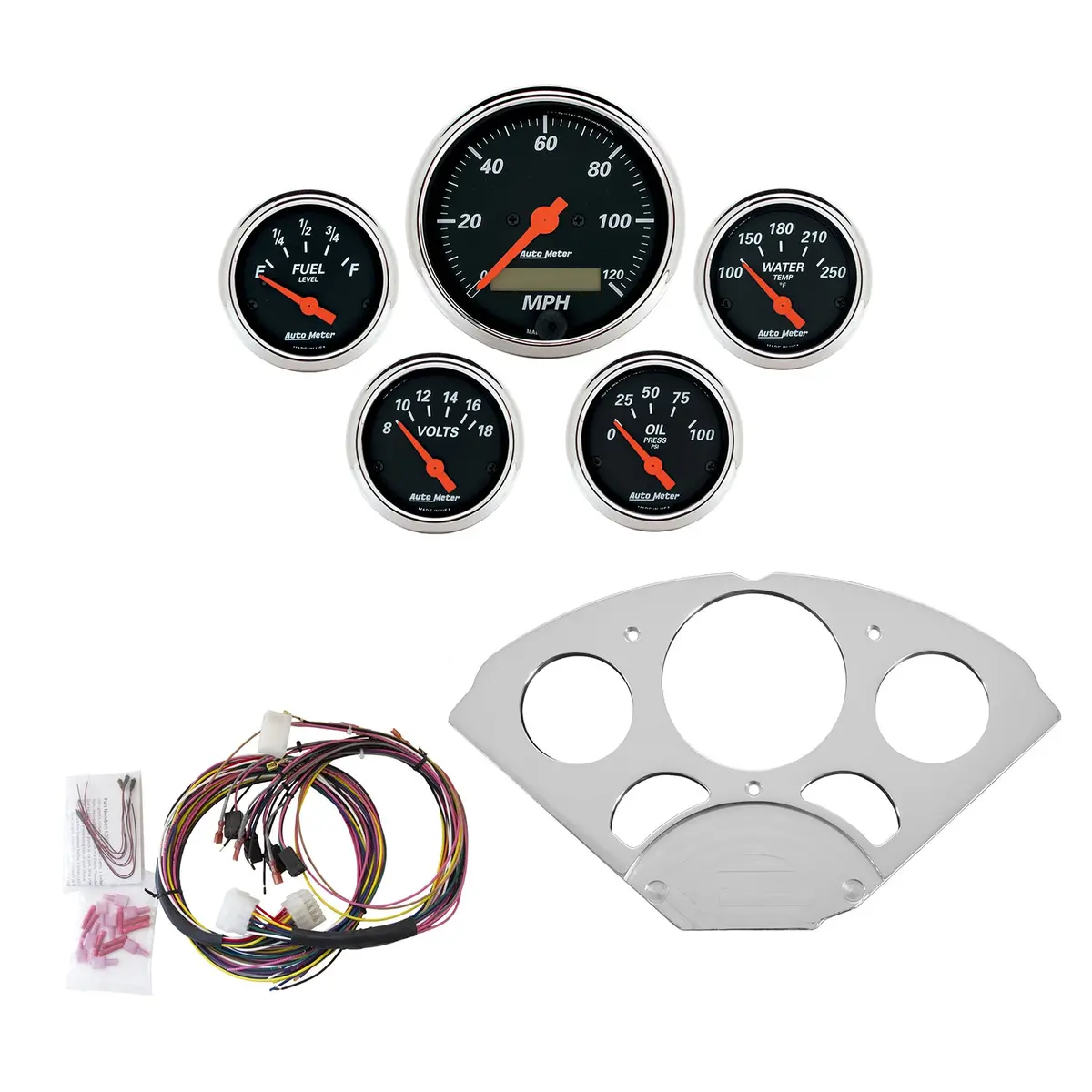 5 Gauge Direct-Fit Dash Kit Chevy Car 55-56 Designer Black 1