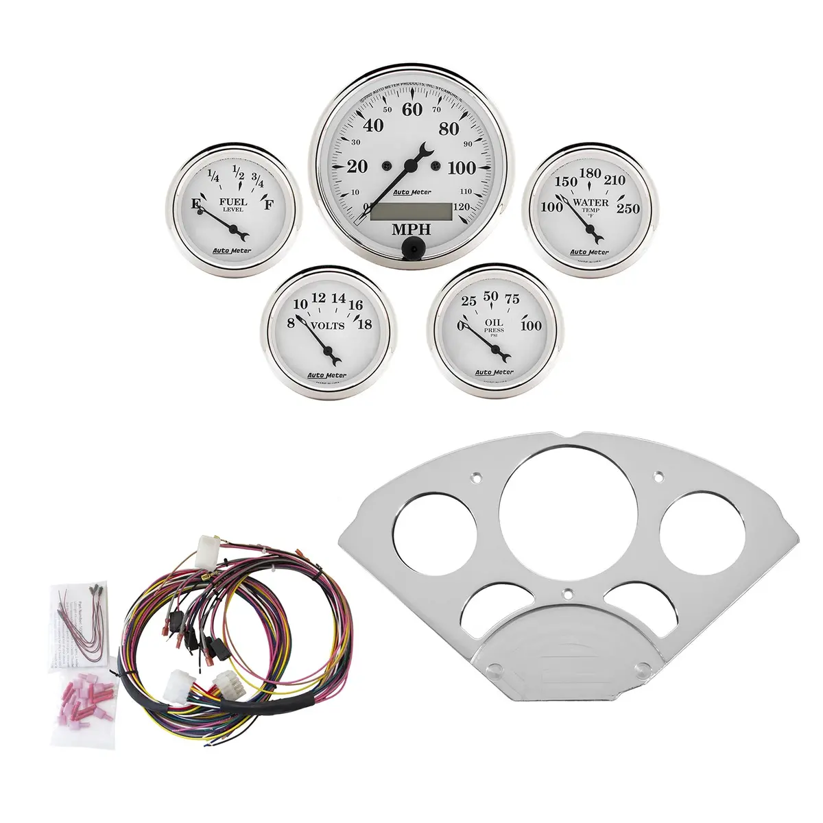 5 Gauge Direct-Fit Dash Kit Chevy Car 55-56 Old Tyme White 1
