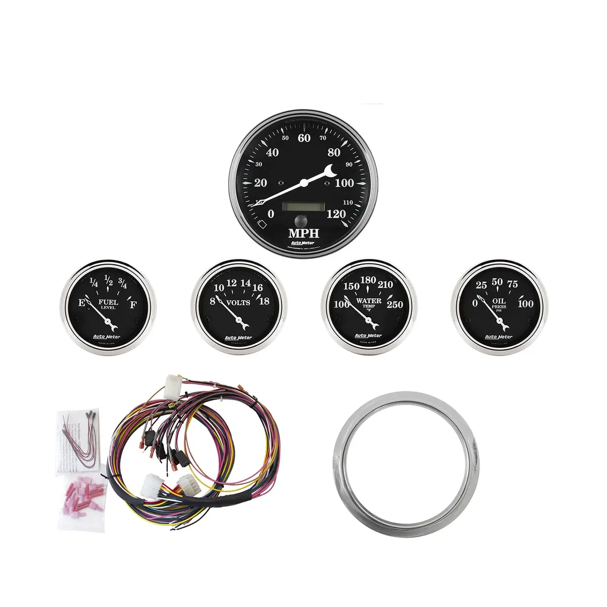 5 Gauge Direct-Fit Dash Kit Chevy Car 59-60 Old Tyme Black 1