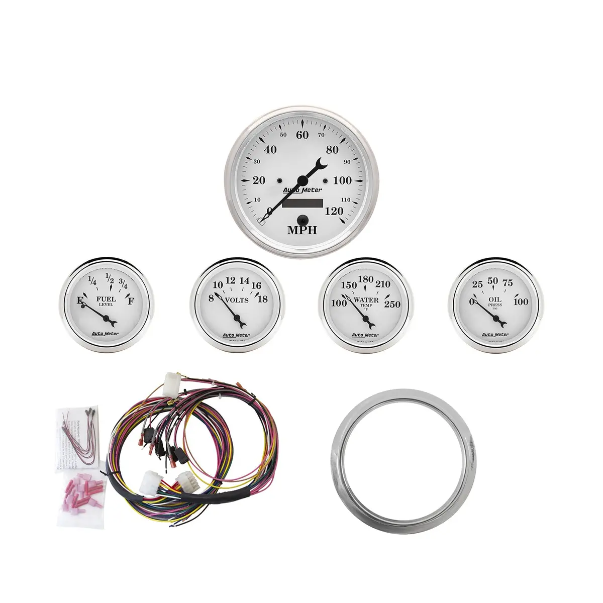 5 Gauge Direct-Fit Dash Kit Chevy Car 59-60 Old Tyme White 1