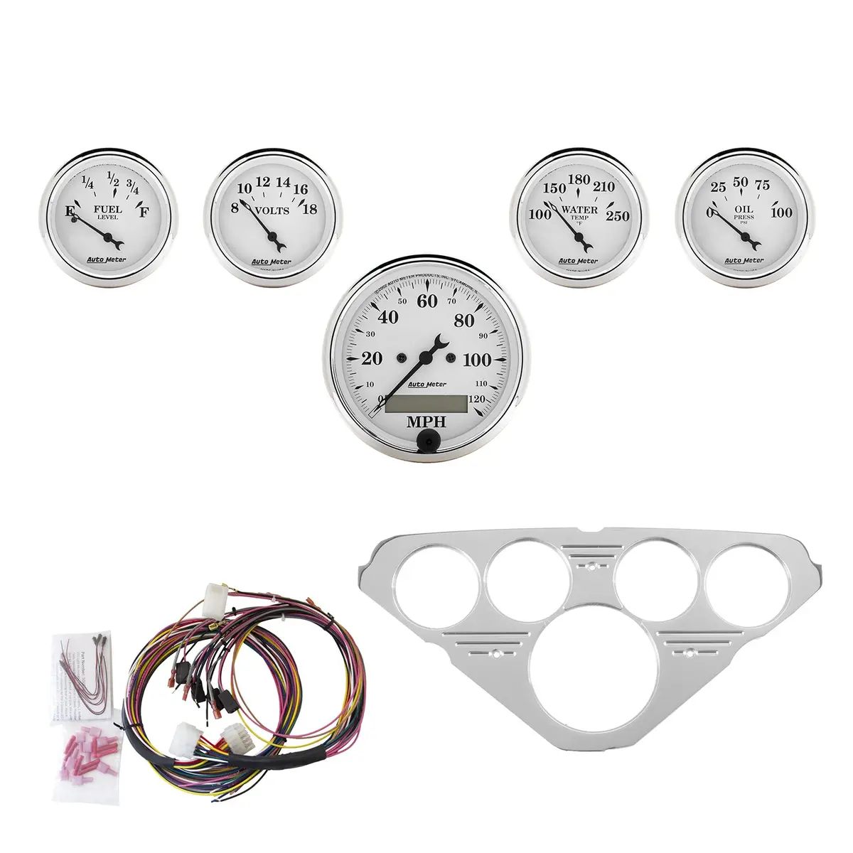 5 Gauge Direct-Fit Dash Kit Chevy Truck 55-59 Old Tyme White 1