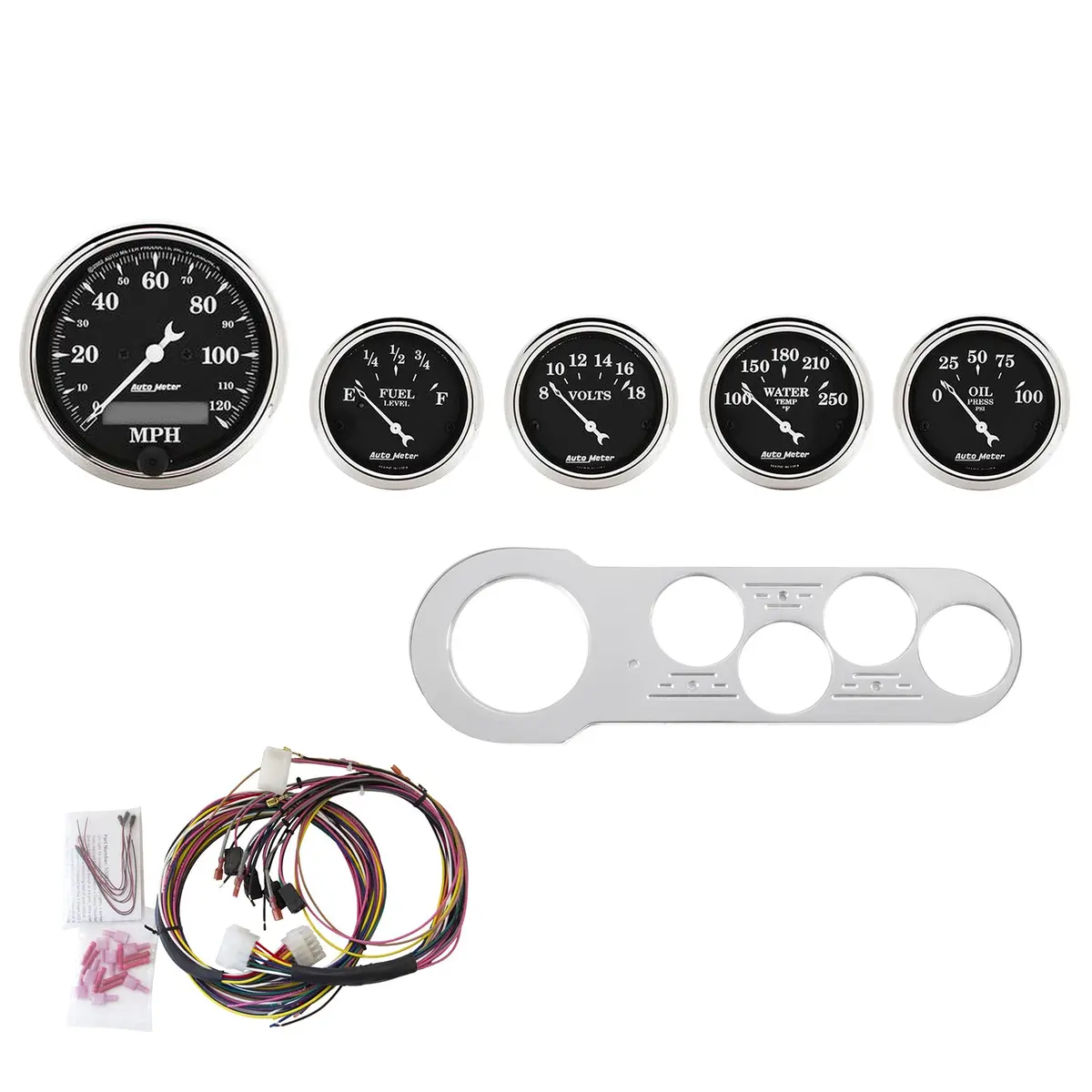 5 Gauge Direct-Fit Dash Kit Chevy Car 53-54 Old Tyme Black 1