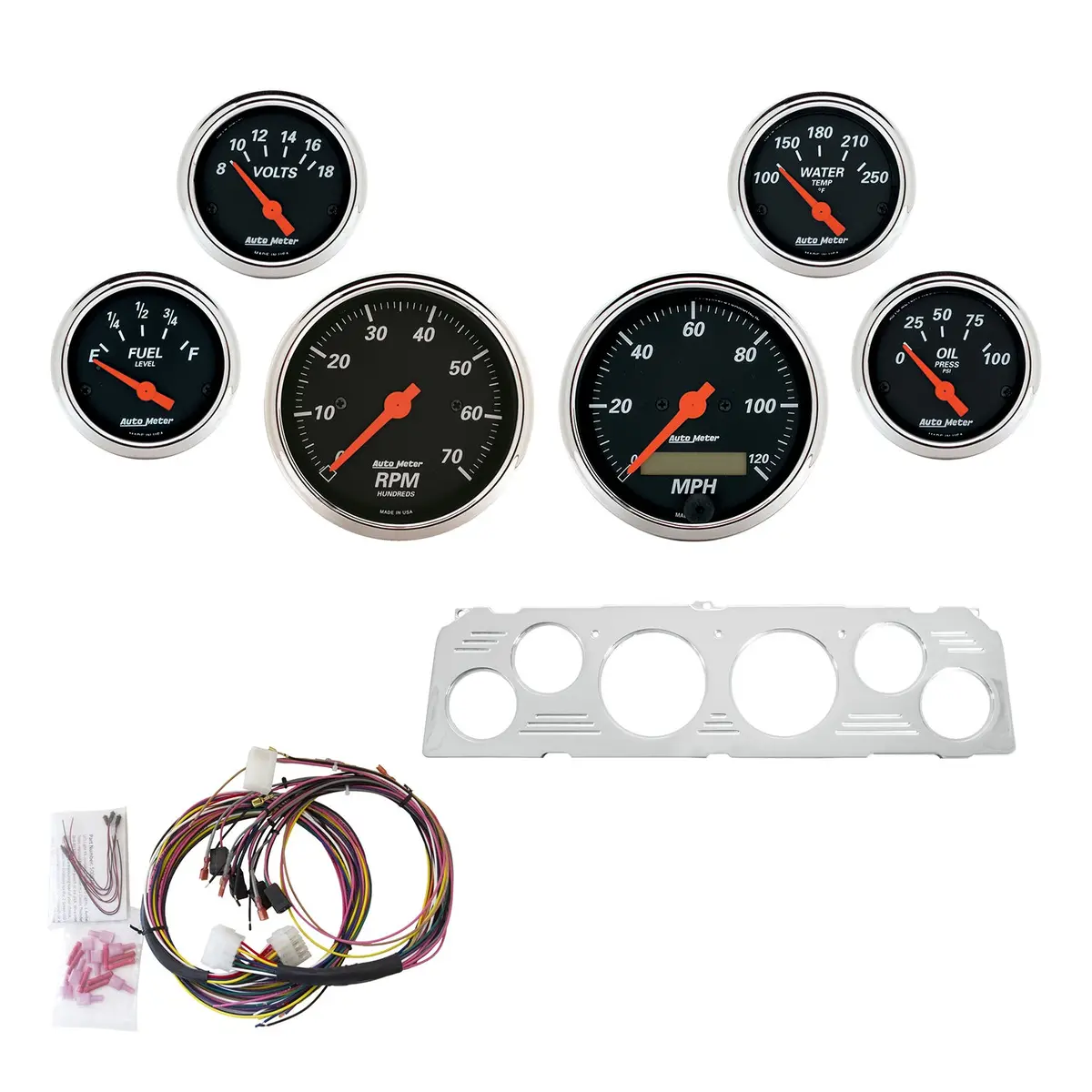 6 Gauge Direct-Fit Dash Kit Chevy Truck 64-66 Designer Black 1
