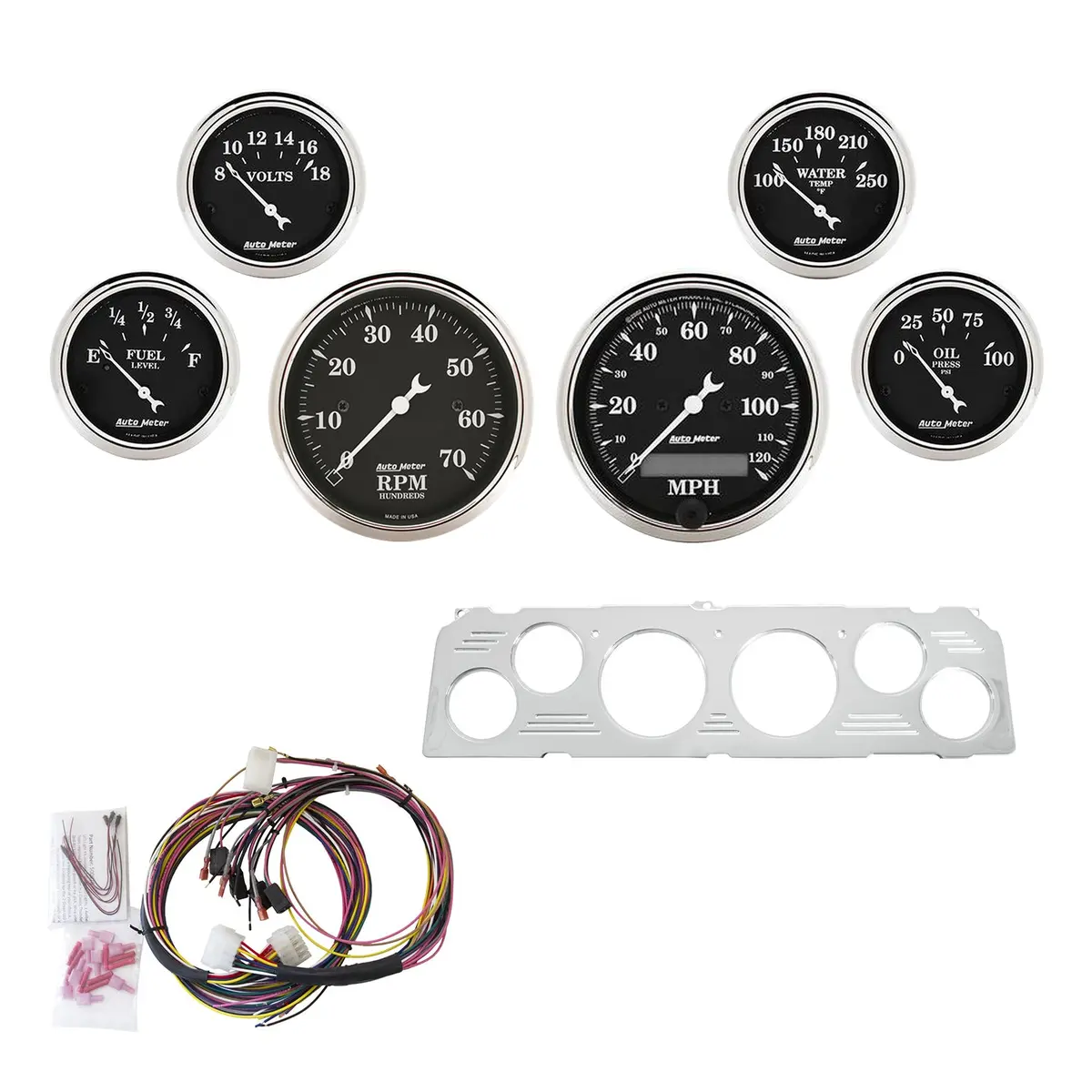 6 Gauge Direct-Fit Dash Kit Chevy Truck 64-66 Old Tyme Black 1