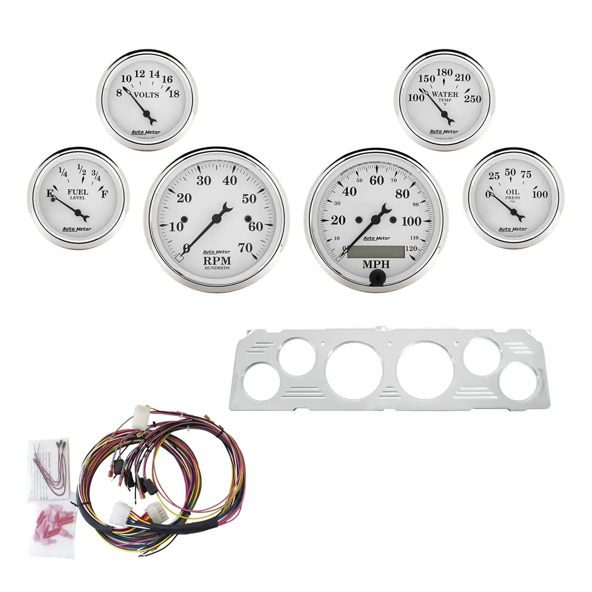 6 Gauge Direct-Fit Dash Kit Chevy Truck 64-66 Old Tyme White 1