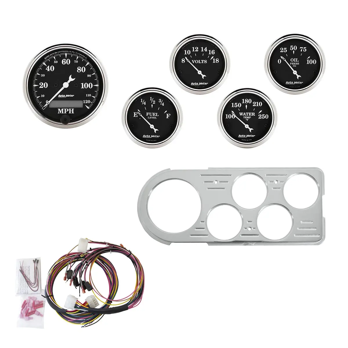 5 Gauge Direct-Fit Dash Kit Ford Truck 48-50 Old Tyme Black 1