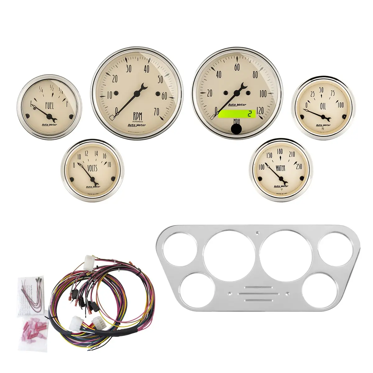 6 Gauge Direct-Fit Dash Kit Ford Truck 53-55 Antique Beige 1