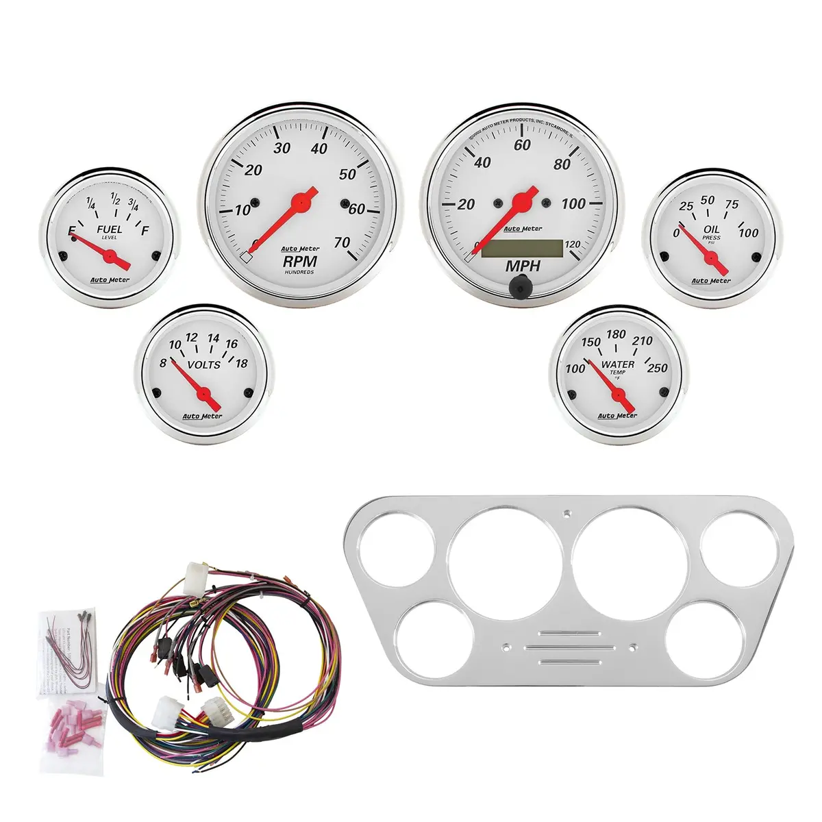 6 Gauge Direct-Fit Dash Kit Ford Truck 53-55 Arctic White 1