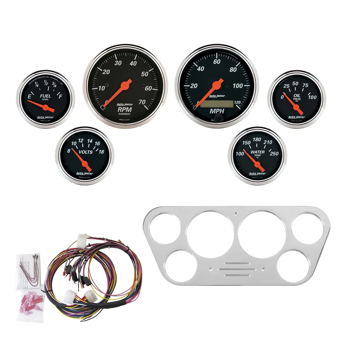 6 Gauge Direct-Fit Dash Kit Ford Truck 53-55 Designer Black 1