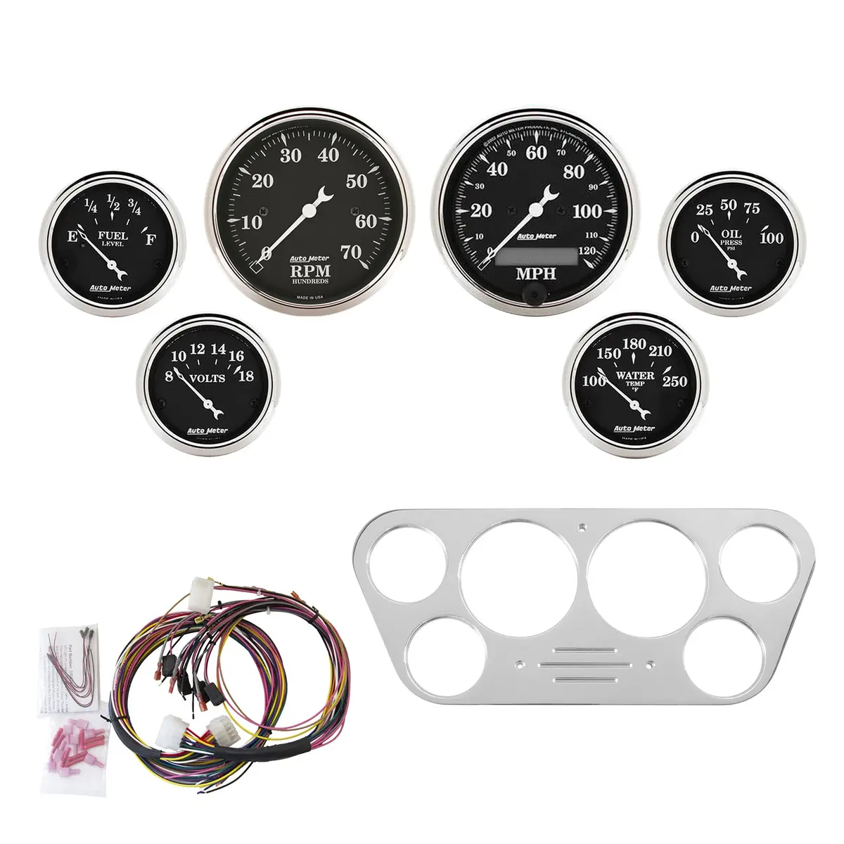 6 Gauge Direct-Fit Dash Kit Ford Truck 53-55 Old Tyme Black 1
