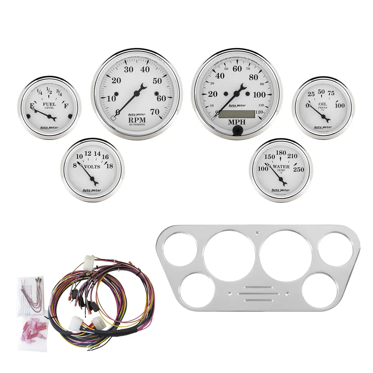 6 Gauge Direct-Fit Dash Kit Ford Truck 53-55 Old Tyme White 1