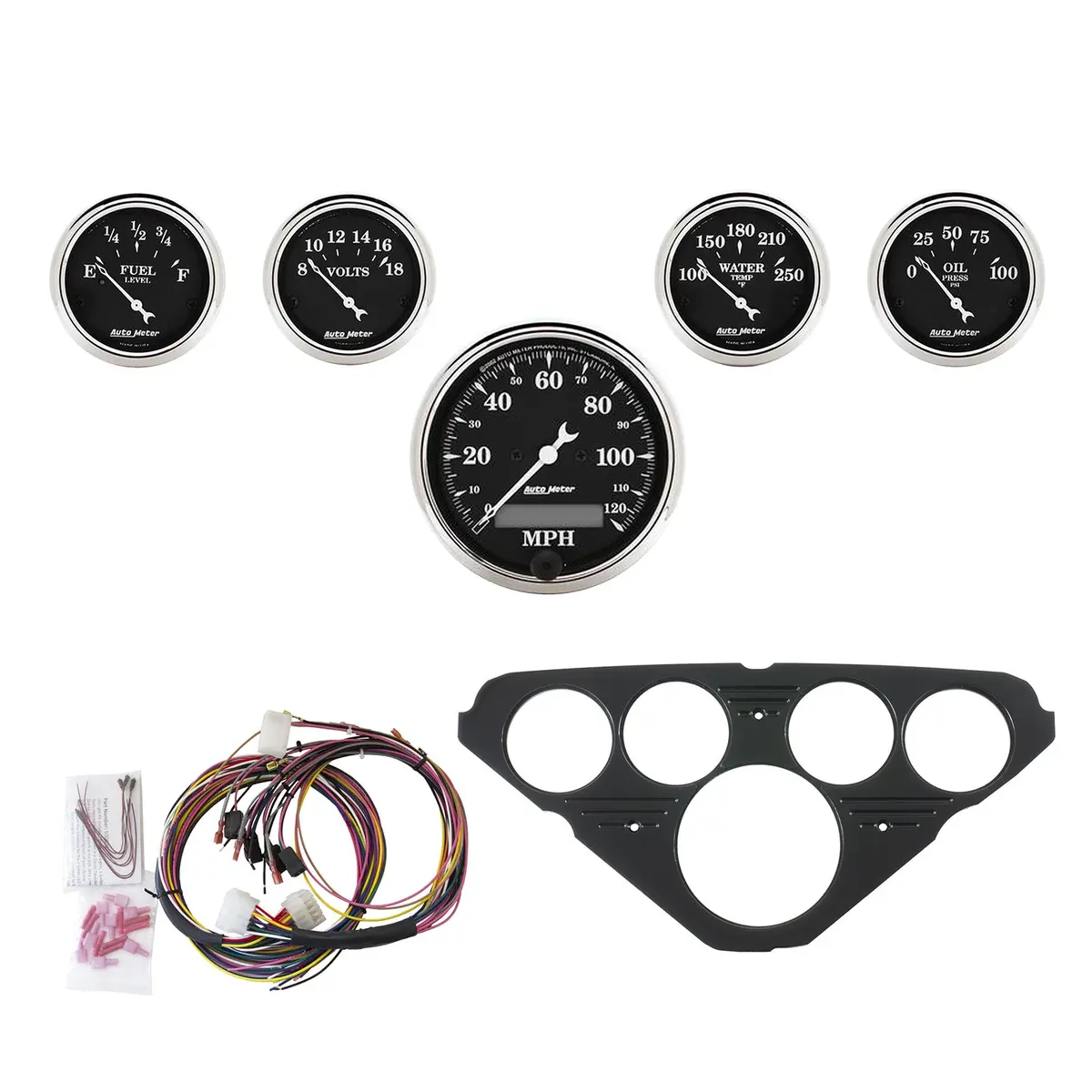 5 Gauge Direct-Fit Dash Kit Chevy Truck 55-59 Old Tyme Black 1