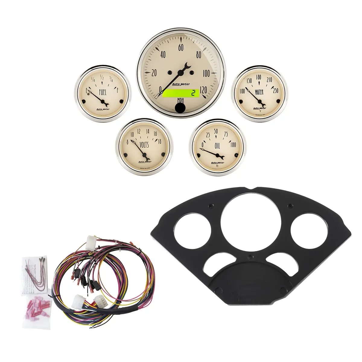 5 Gauge Direct-Fit Dash Kit Chevy 55-56 Antique Beige 1
