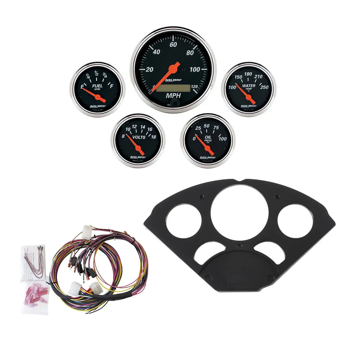 5 Gauge Direct-Fit Dash Kit Chevy 55-56 Designer Black 1