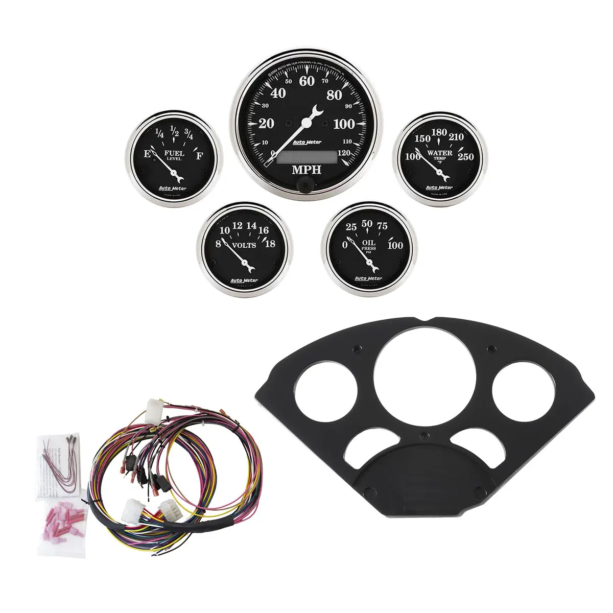 5 Gauge Direct-Fit Dash Kit Chevy 55-56 Old Tyme Black 1