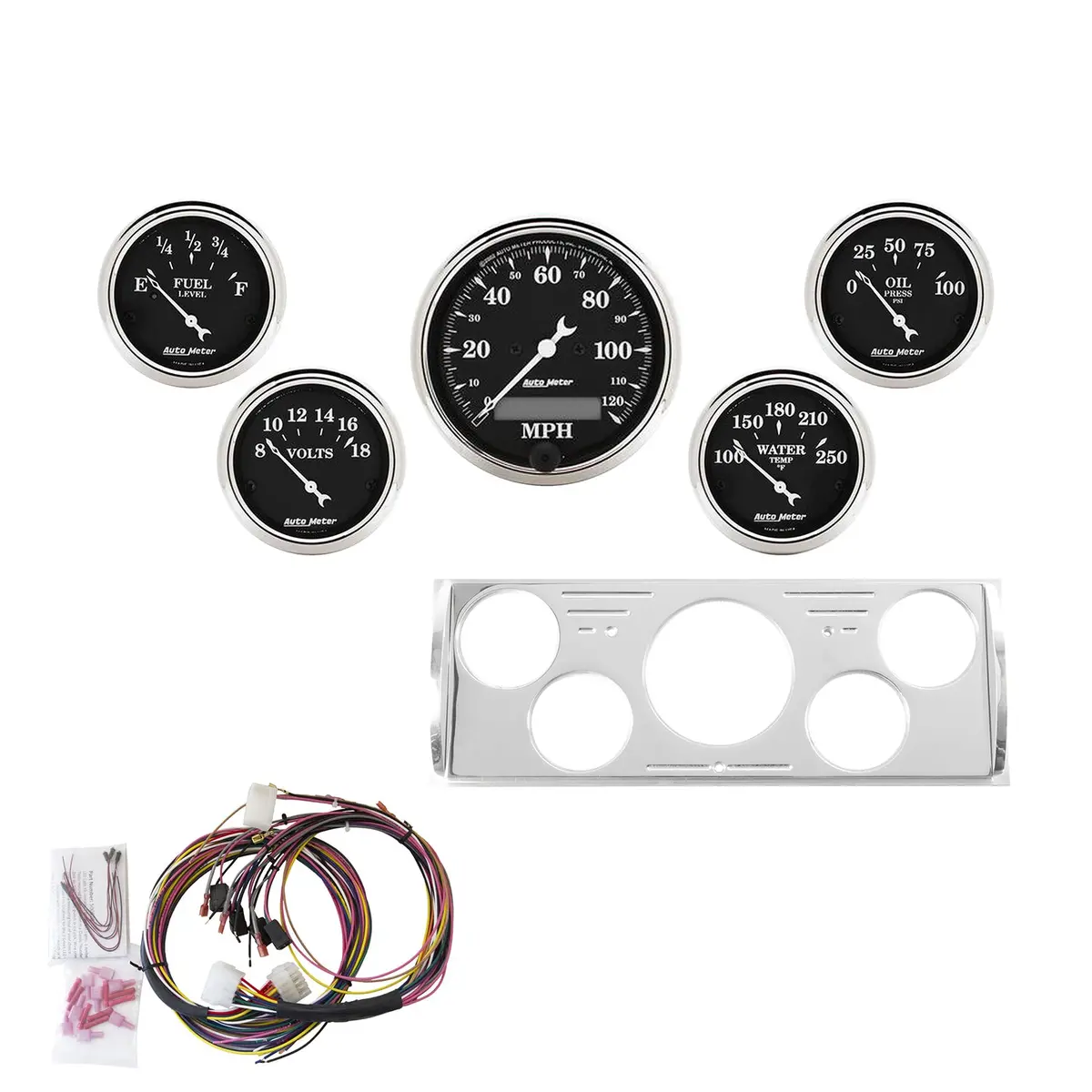 5 Gauge Direct-Fit Dash Kit Chevy Truck 40-46 Old Tyme Black 1