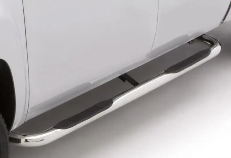 Lund Polished Stainless Steel Nerf Bars – 3" Round Bent, For 2005–2017 Nissan Frontier Crew Cab 1