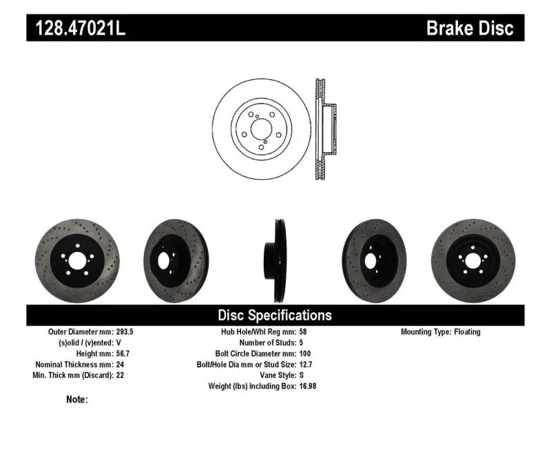 Stoptech Drilled Sport Brake Rotor 1