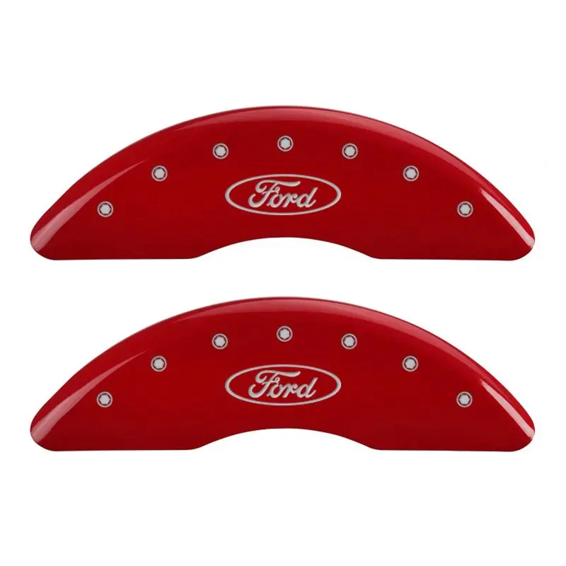 Mgp Oval Logo Ford Caliper Covers – Red Finish With Silver Chrome Detailing 1