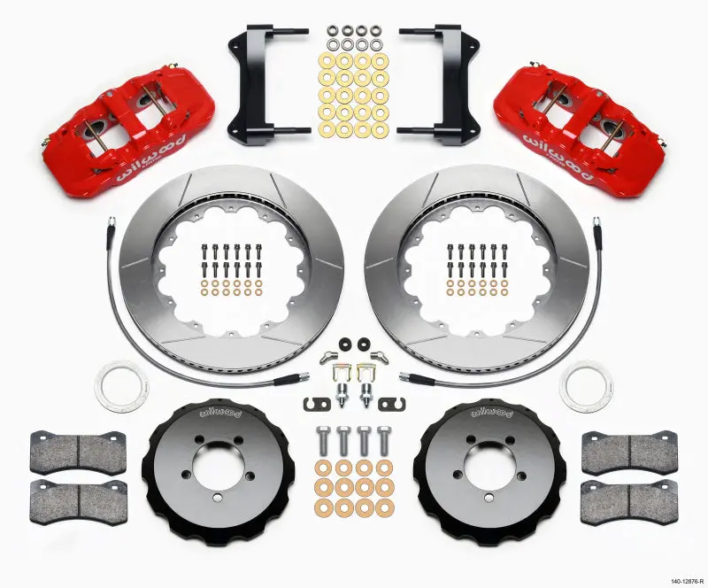 Wilwood Aero6 Front Hat Kit 14.00 Red 1999-2012 Subaru Wrx W/Lines 1