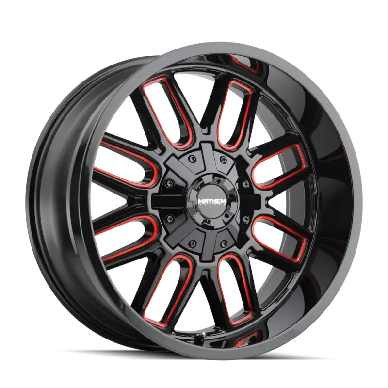 Mayhem Cogent 20X12 Wheel – 6X135Mm Bolt Pattern, -51Mm Offset, 106Mm Hub Bore, Black With Prism Red Accents 1