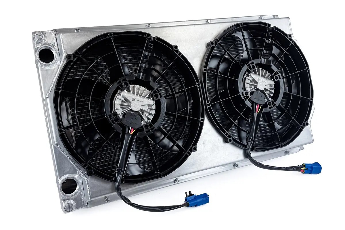 Motorsport Dual-Pass Radiator With Shroud + 14" Spal Brushless Fans & Harnesses 1