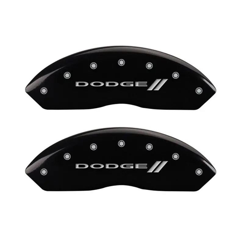 Mgp Dodge Caliper Covers With Stripe Design – Black Finish And Silver Chrome Highlights 1