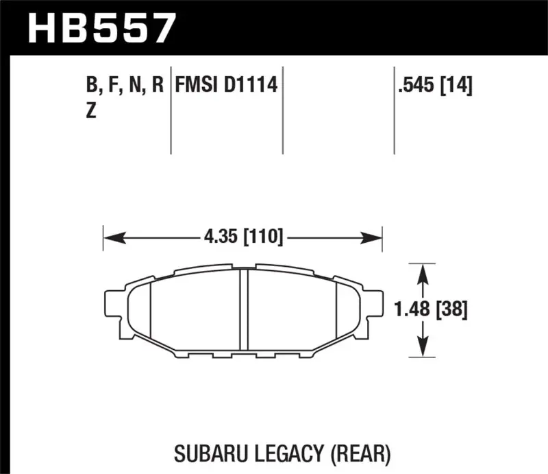 Hawk 08 Wrx Rear Hp+ Street Brake Pads 1